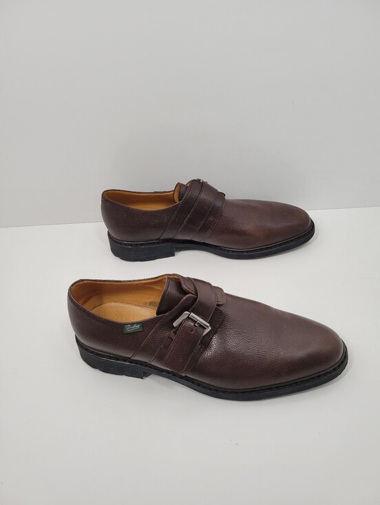 Paraboot Brown Leather Monk Strap W/Buckle Dress Shoes Men USA 12 UK 11 France